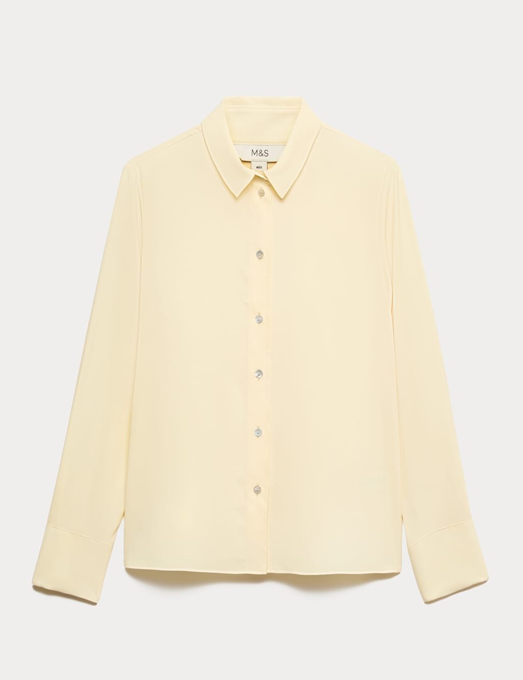 Marks & Spencer M&S Collared Button Through Shirt Pale Yellow - 1