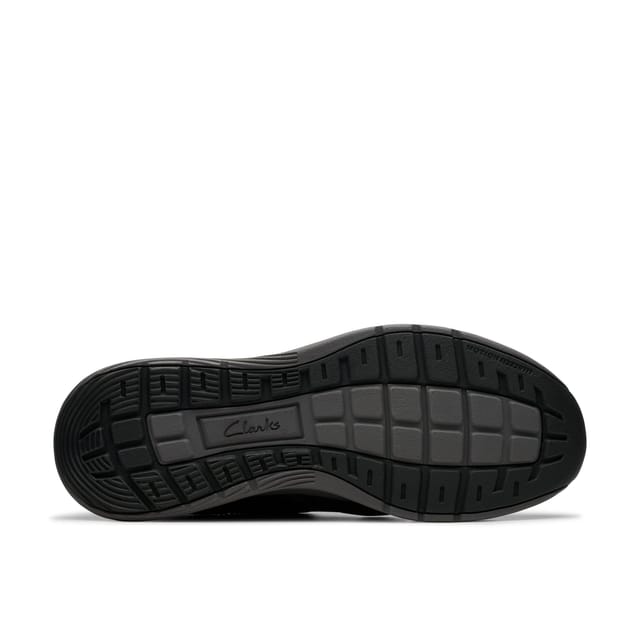 Clarks Clarks Men's Motion Trek EZ Black Leather Trainers, Walking - 3
