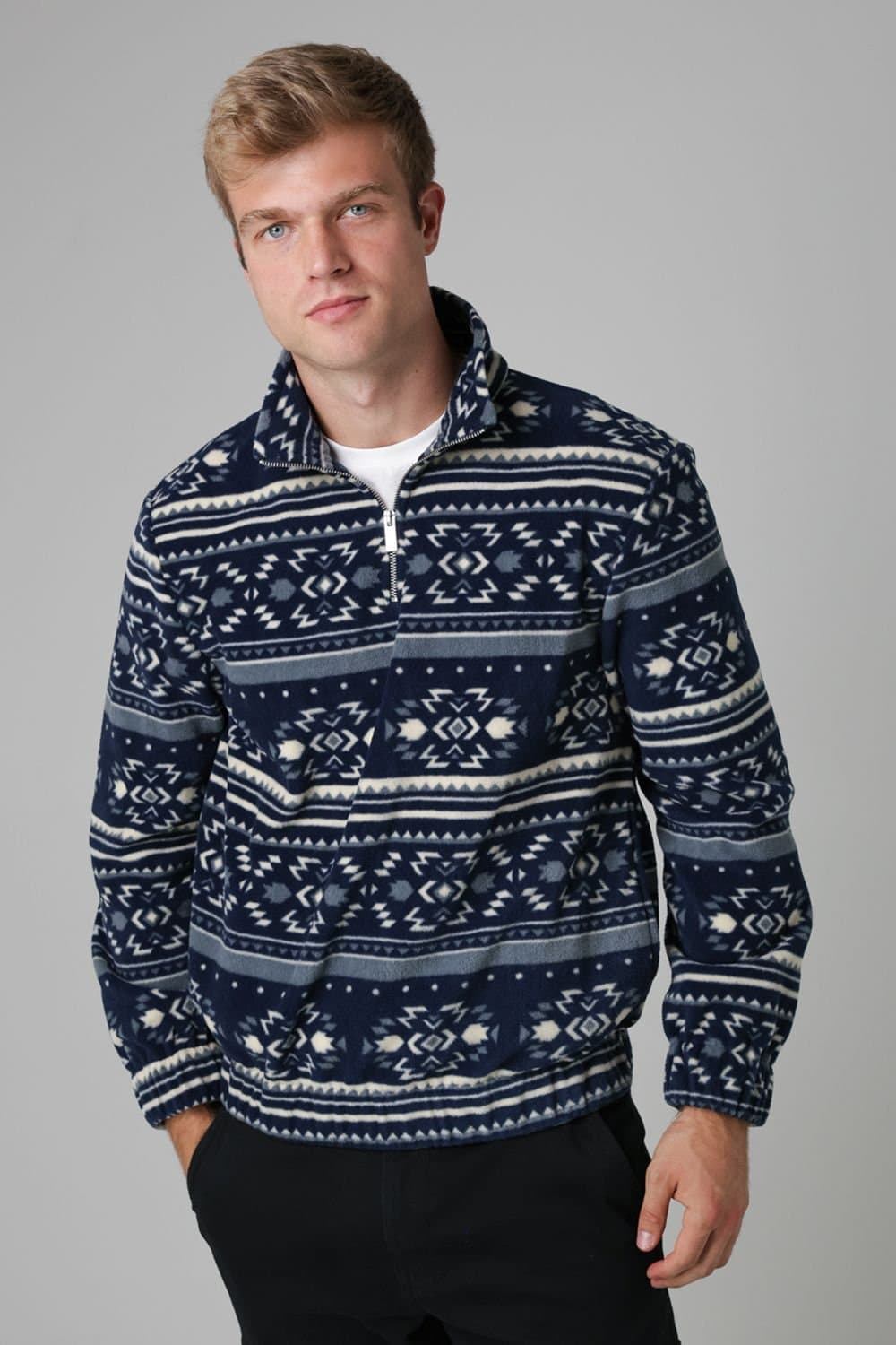 Nordam Nordam Men's Quarter Zip Funnel Neck Polar Fleece in Blue