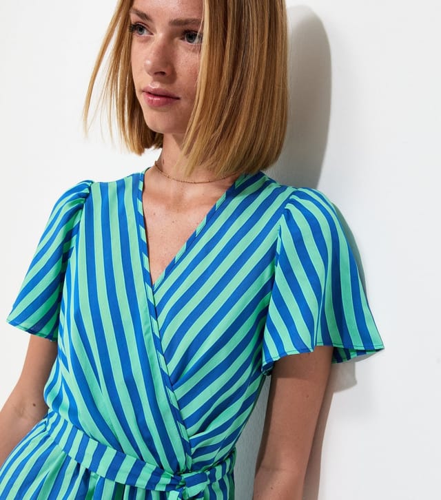 New Look Women's Blue Striped Wrap Midi Dress New Look - 2
