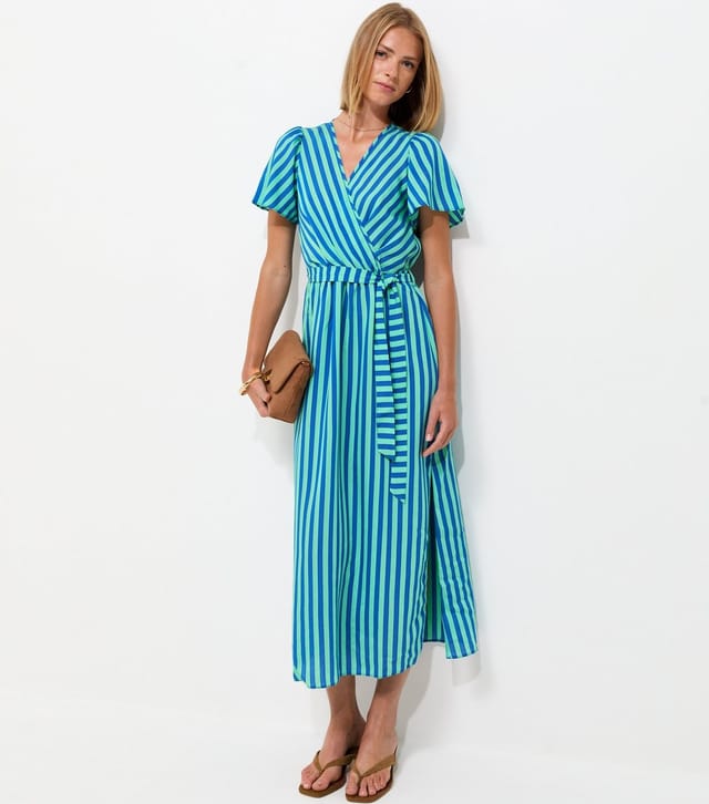 New Look Women's Blue Striped Wrap Midi Dress New Look - 3