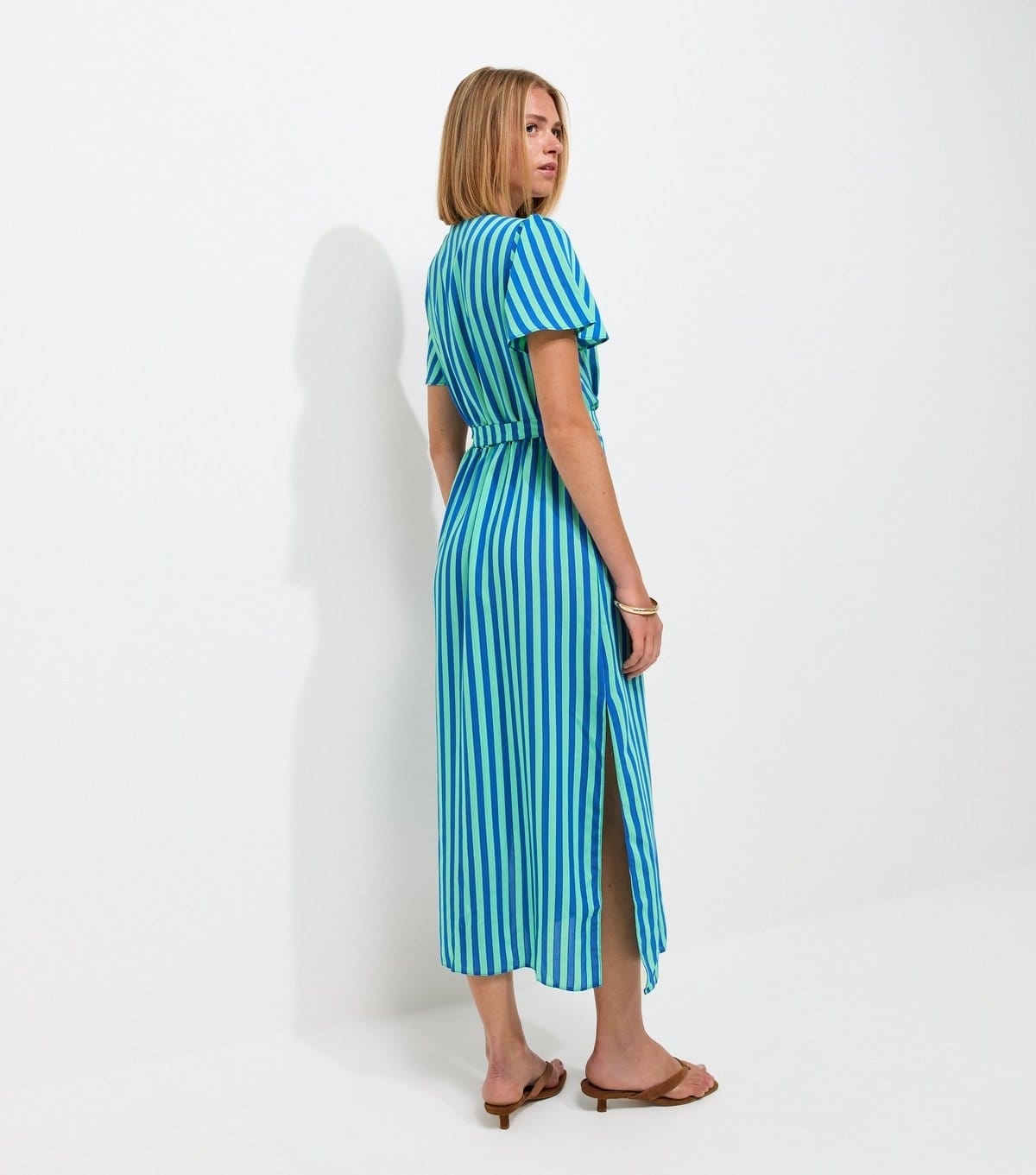 New Look Women's Blue Striped Wrap Midi Dress New Look - 4