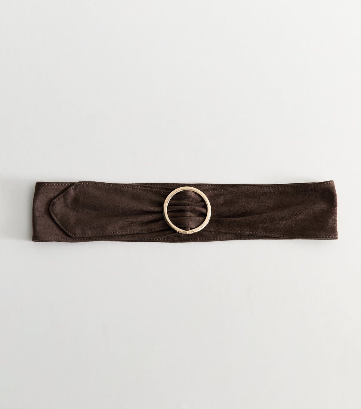 New Look New Look Dark Brown Faux Suede Wide Circle Buckle Belt
