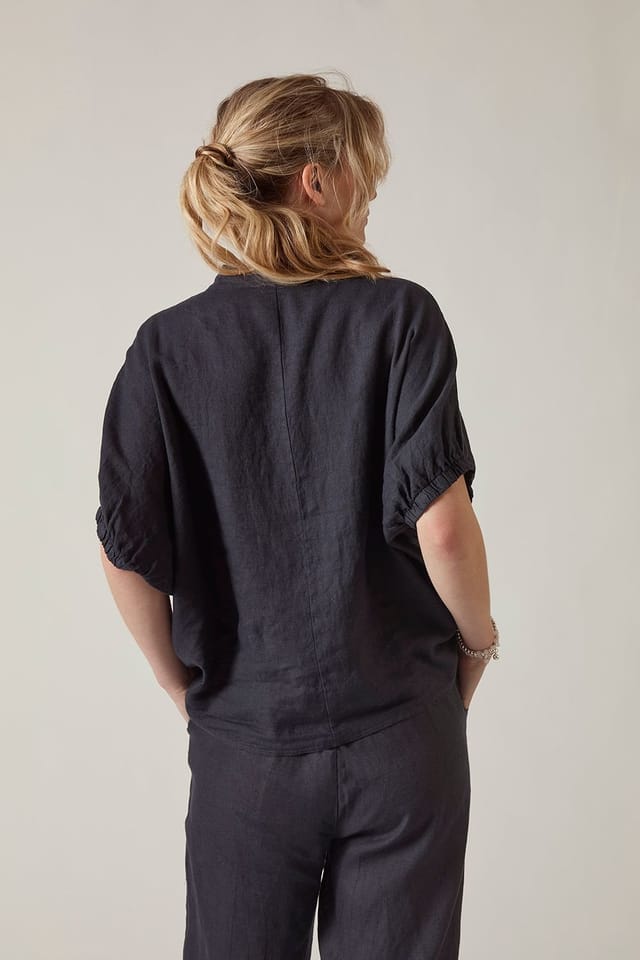 James Lakeland James Lakeland Women's Relaxed Navy Linen Blouse - 2