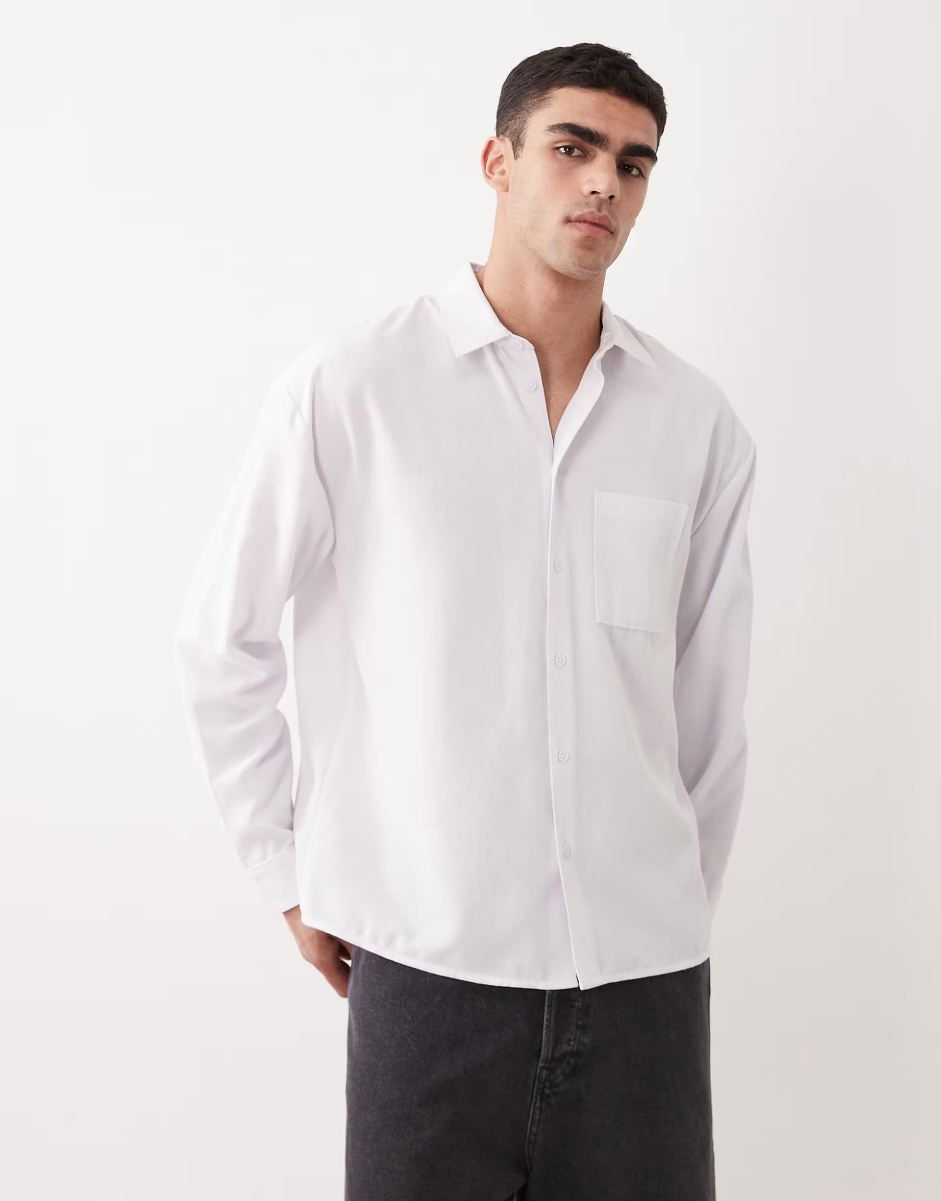 ASOS ASOS White Linen Look Shirt for Men