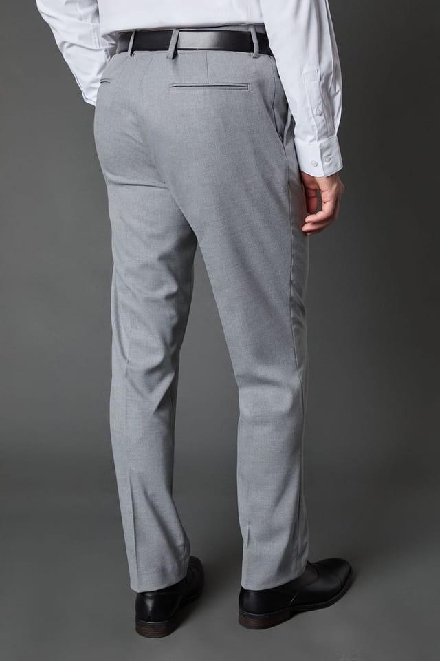Burton Burton Men's Light Grey Tailored Fit Essential Suit Trousers - 3