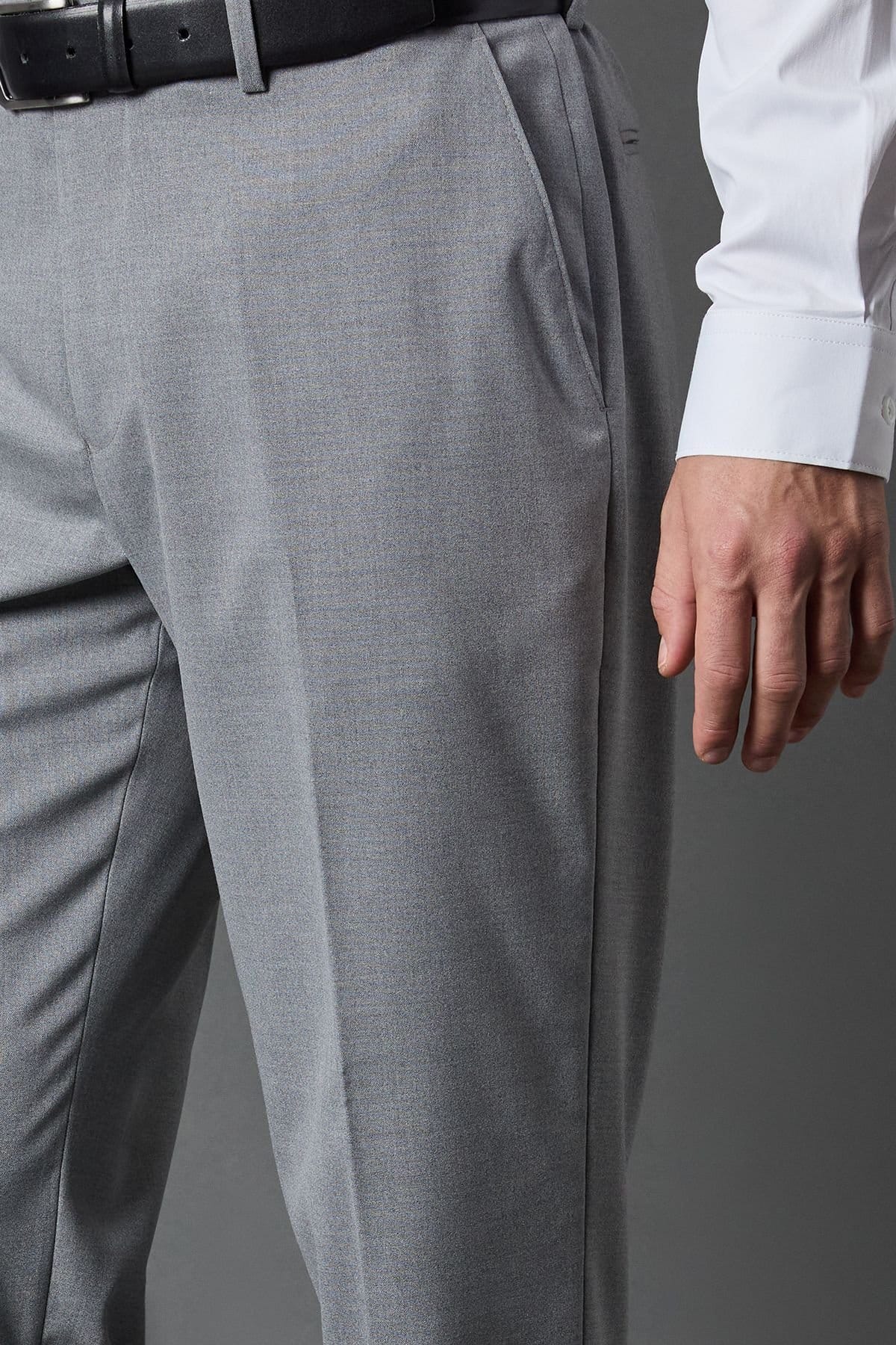 Burton Burton Men's Light Grey Tailored Fit Essential Suit Trousers - 4