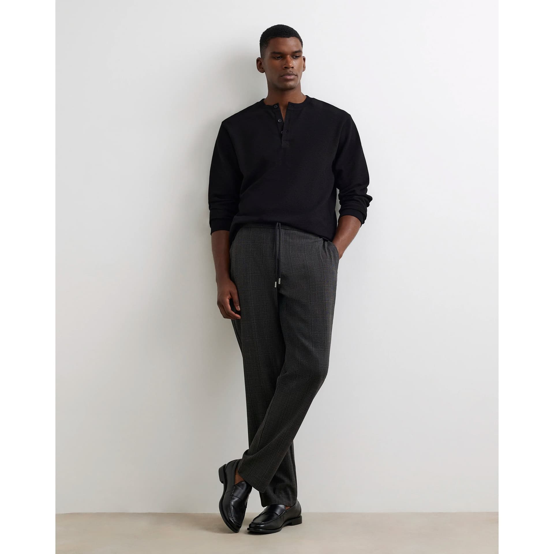 River Island Mens River Island Brown Slim Fit Check Jogger Trousers