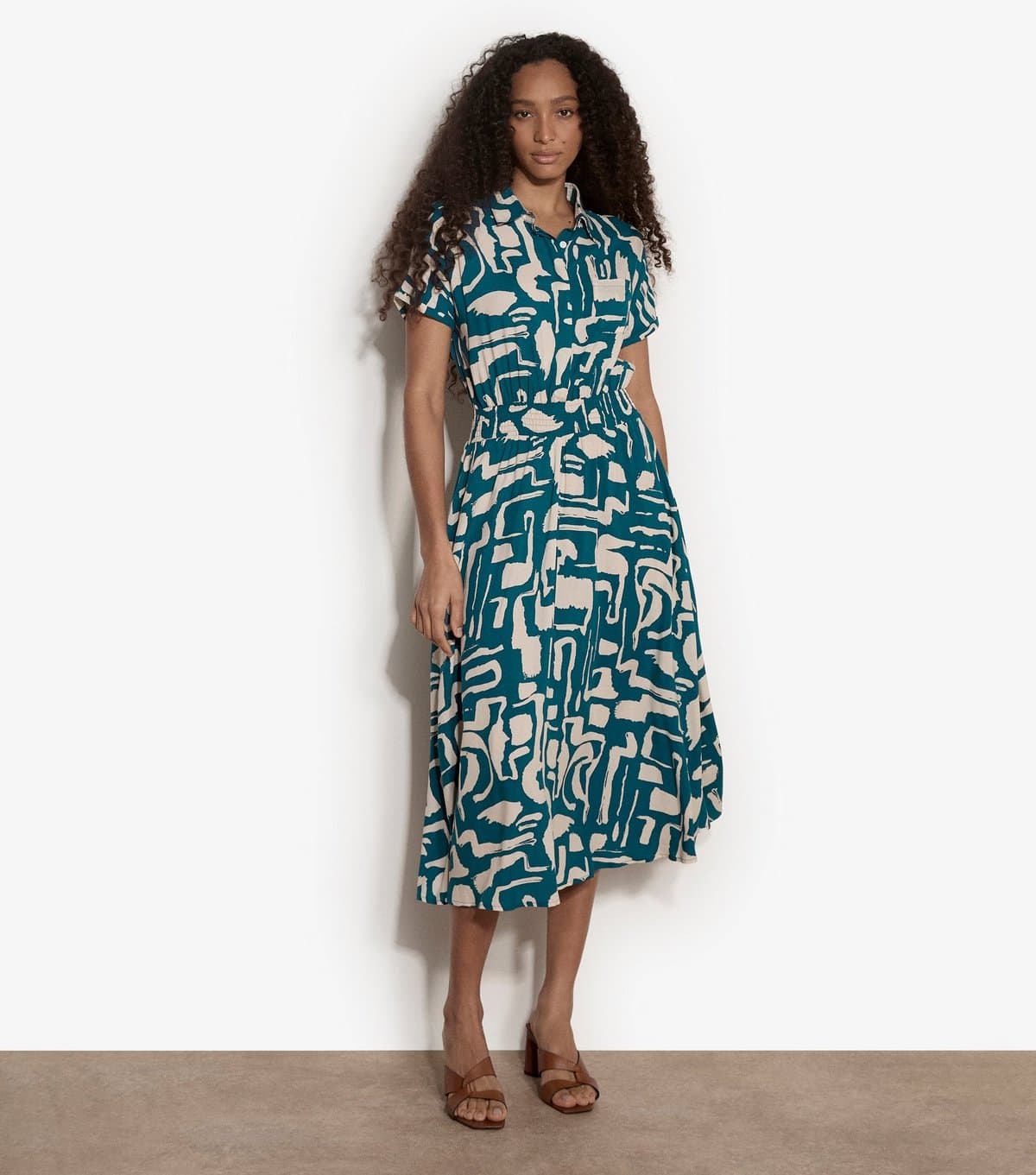Apricot Women's Teal Grecian Geo Print Midi Dress Apricot New Look