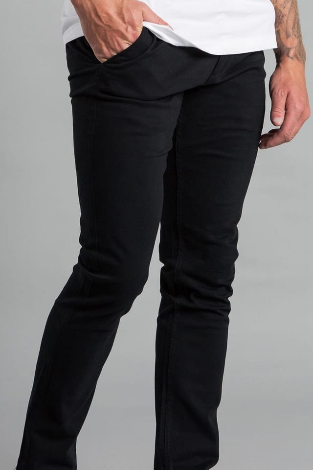 French Connection French Connection Men's Cotton Five-Pocket Chino Trousers in Black - 3