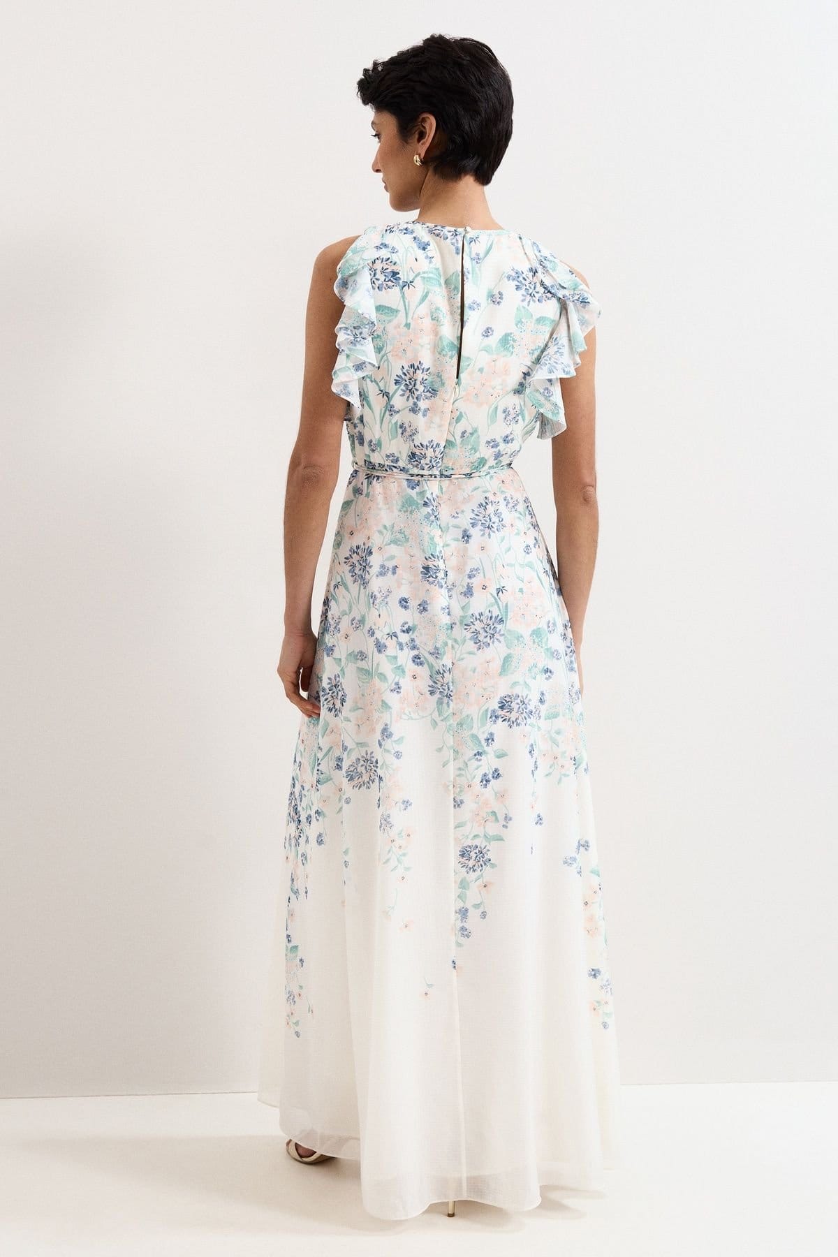 Phase Eight Phase Eight Women's Rachel Floral Ruffle Detail Maxi Dress in Off-White - 4