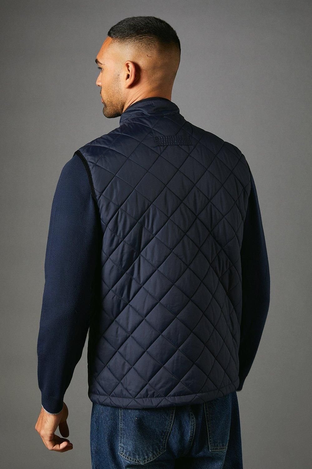 Maine Maine Men's Navy Diamond Quilted Gilet - 3