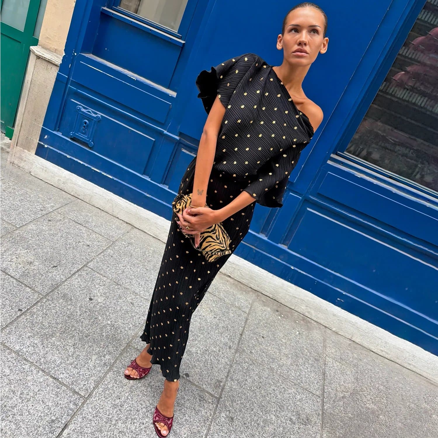 Never Fully Dressed Black Tilly Dress with Gold Fleck
