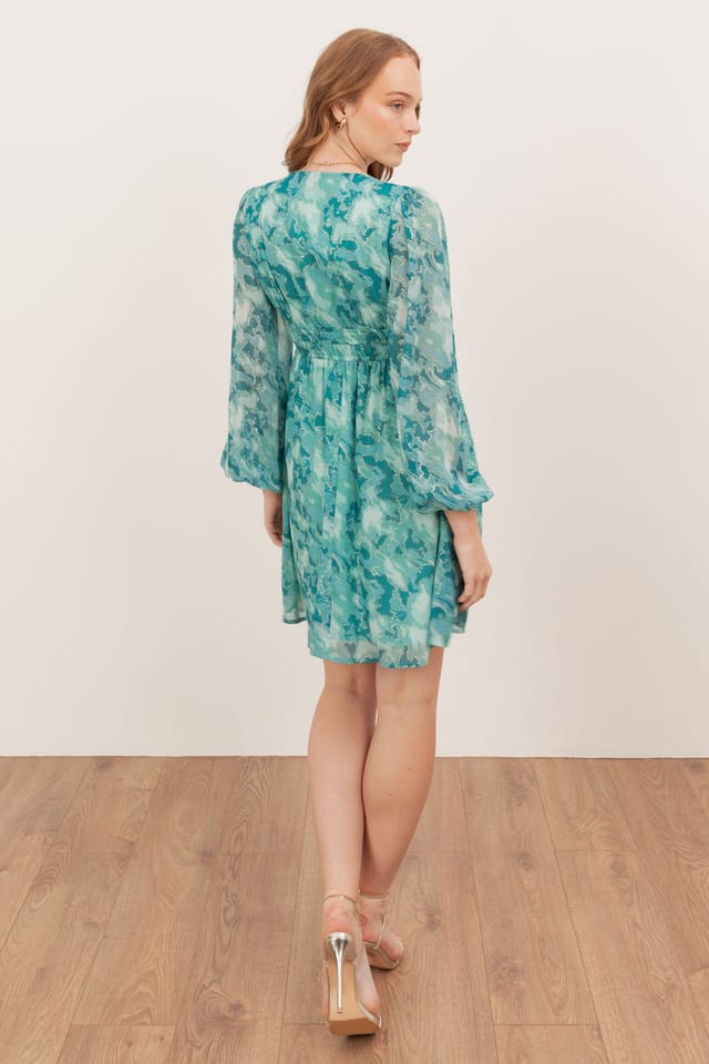 Lovedrobe Lovedrobe Women's Long Sleeve Shirred Empire Waist Mini Dress - 2