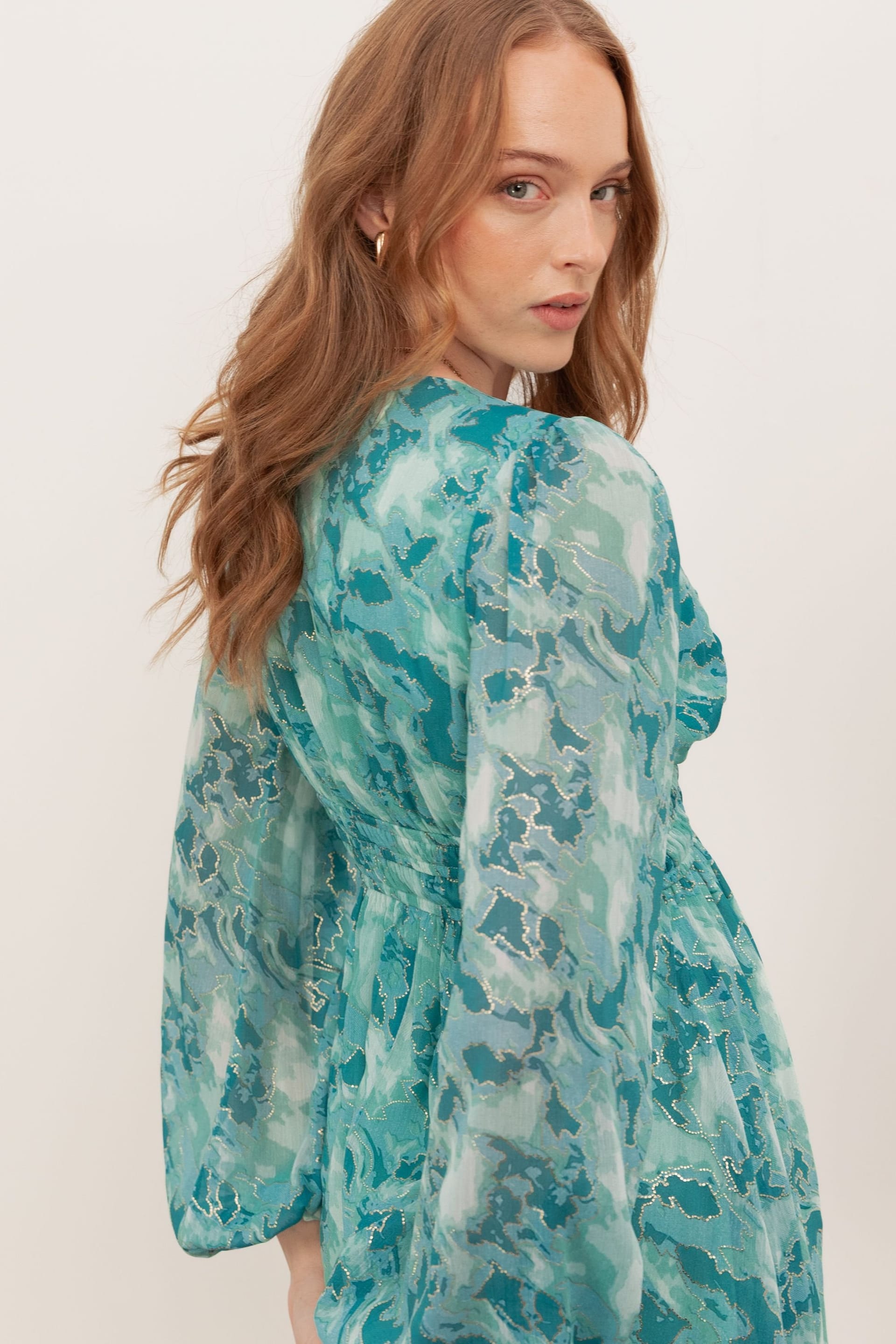 Lovedrobe Lovedrobe Women's Long Sleeve Shirred Empire Waist Mini Dress - 4