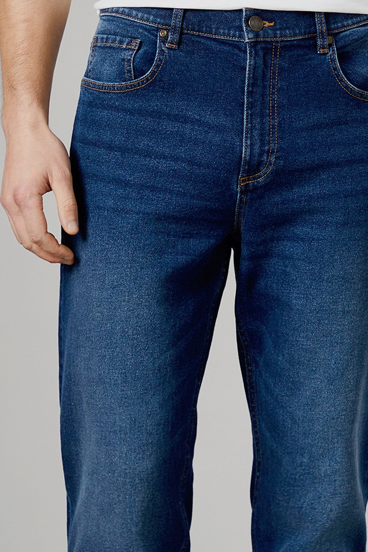 Maine Maine Men's Dark Wash Premium Stretch Straight Fit Jeans in Dark Blue - 2