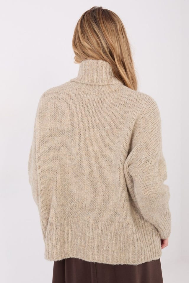 Love Lace Love Lace Women's Thick Knit Turtleneck Sweater Smooth No Fastening in Beige - 3