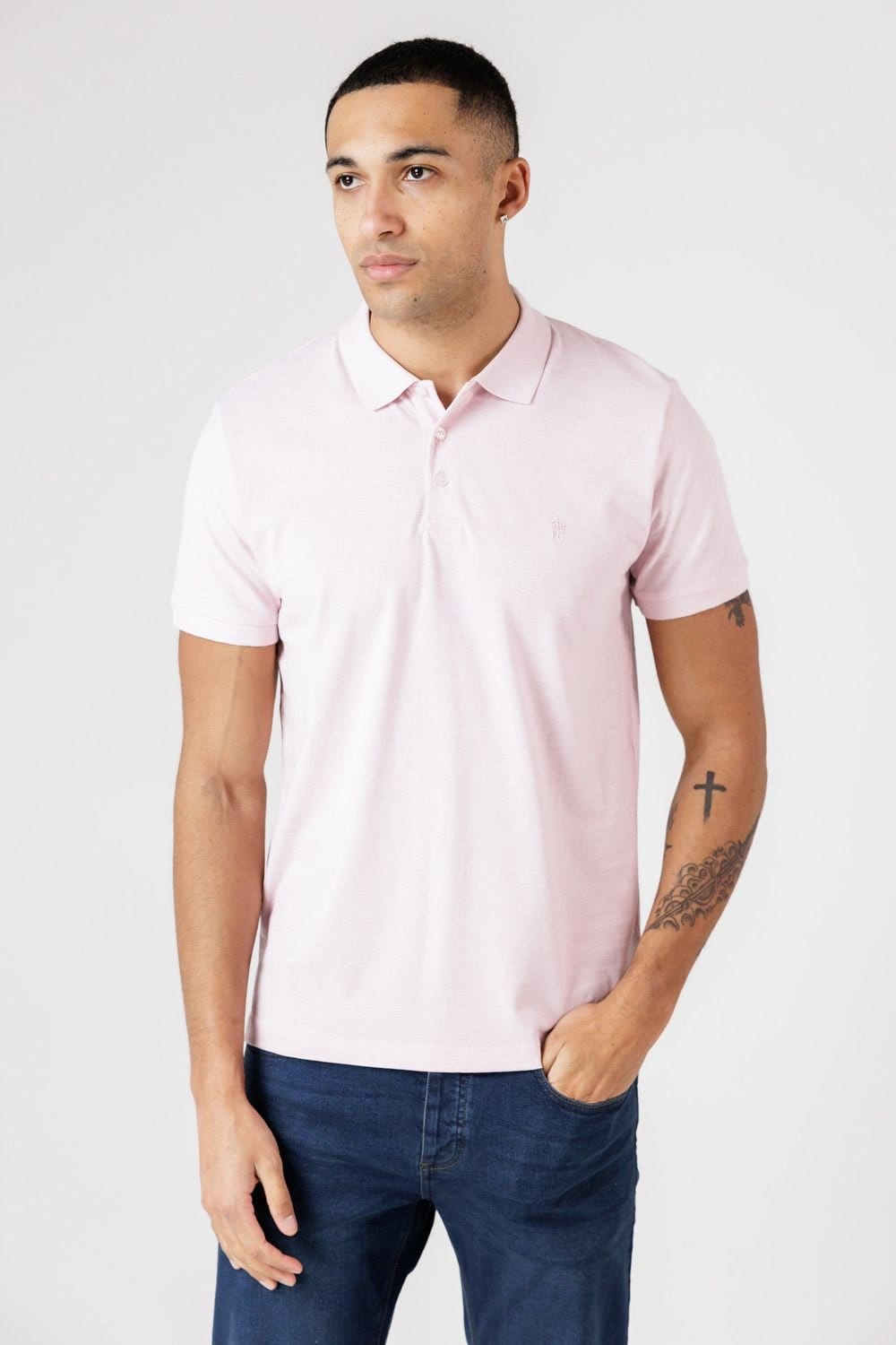 French Connection French Connection Men's 3 Pack Cotton Short Sleeve Polo Shirts in Pink - 4