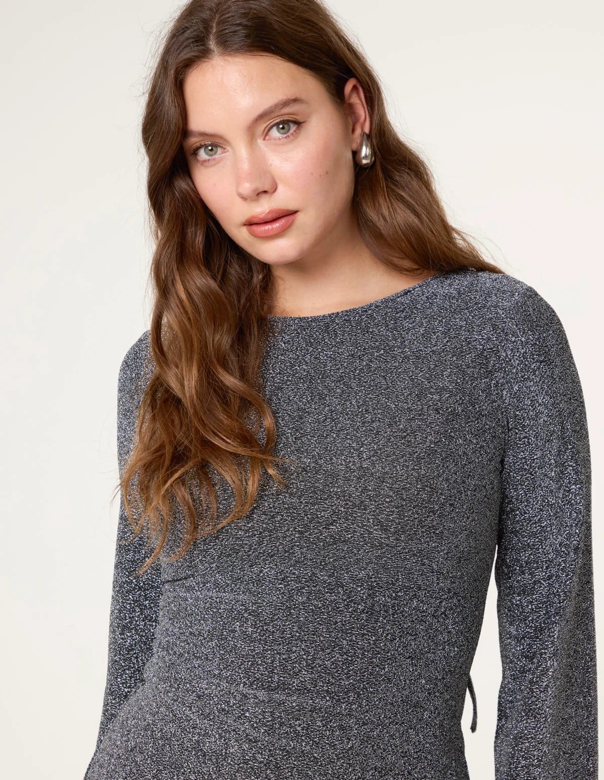 Blue Vanilla Glitter Mini Dress With Back Tie - 4