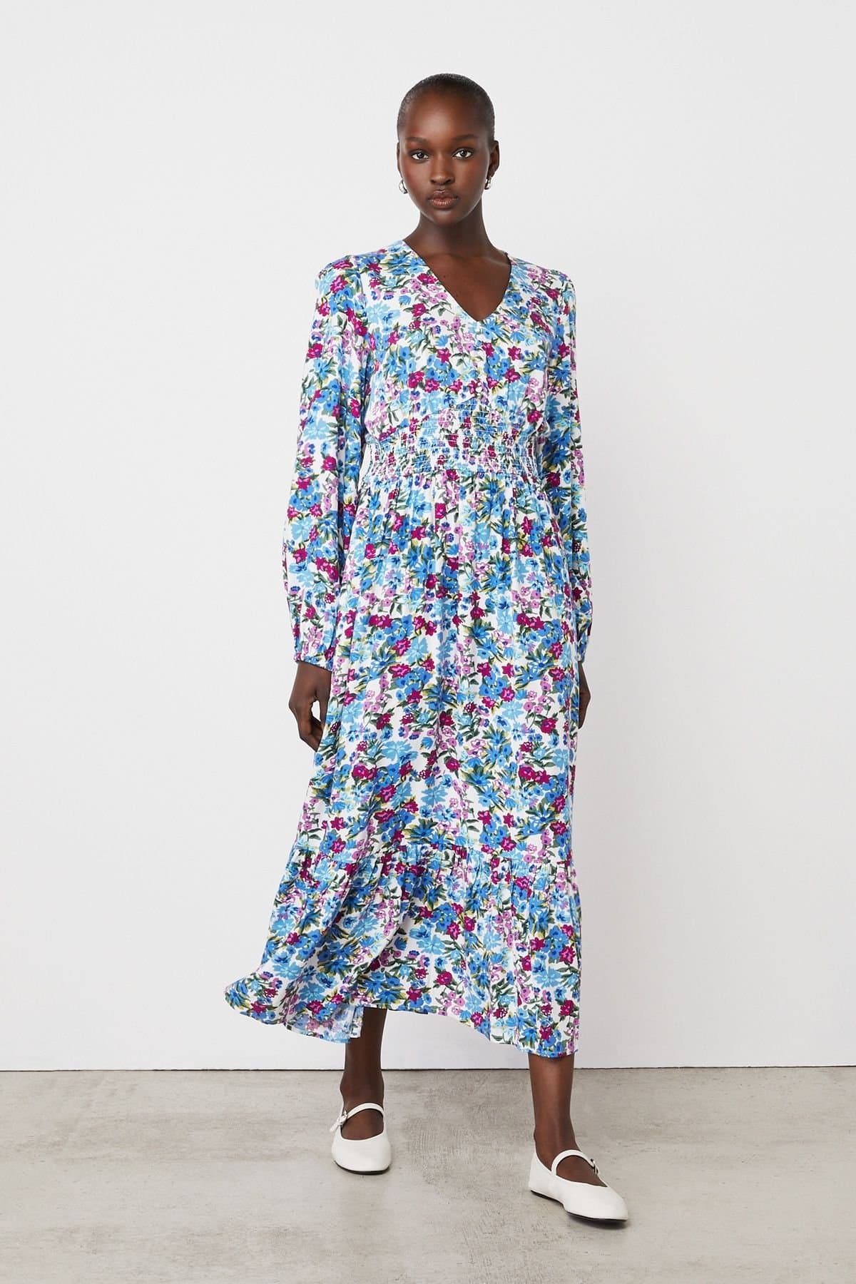 Finery London Finery London Women's Erina Blue Floral Midi Dress