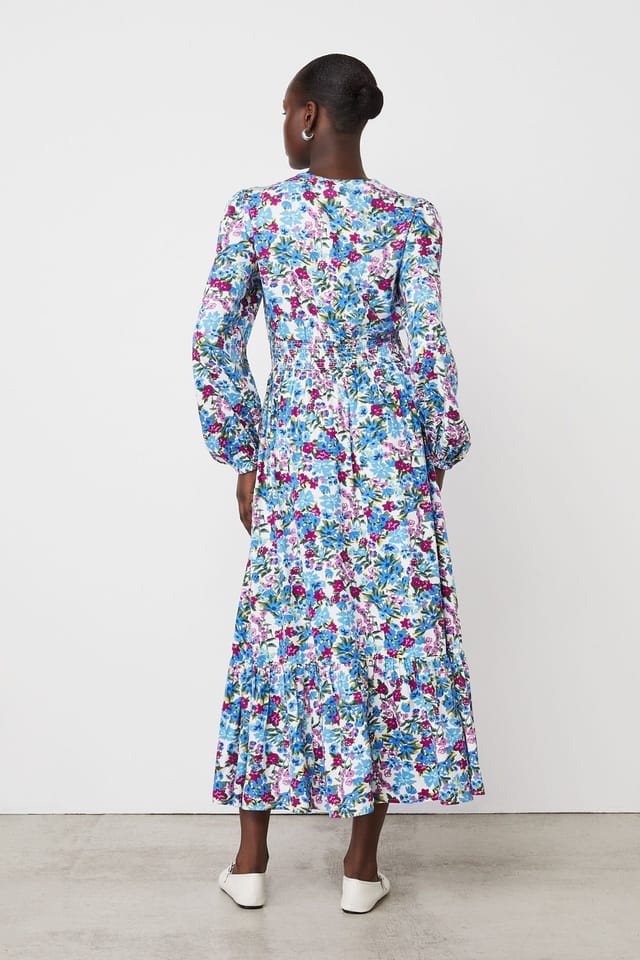 Finery London Finery London Women's Erina Blue Floral Midi Dress - 3