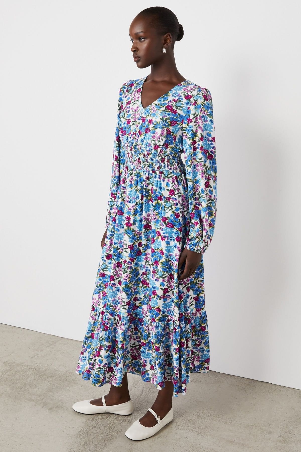 Finery London Finery London Women's Erina Blue Floral Midi Dress - 4