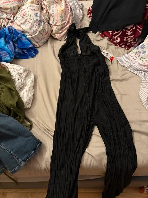 Bershka Black Satin Halter Neck Jumpsuit