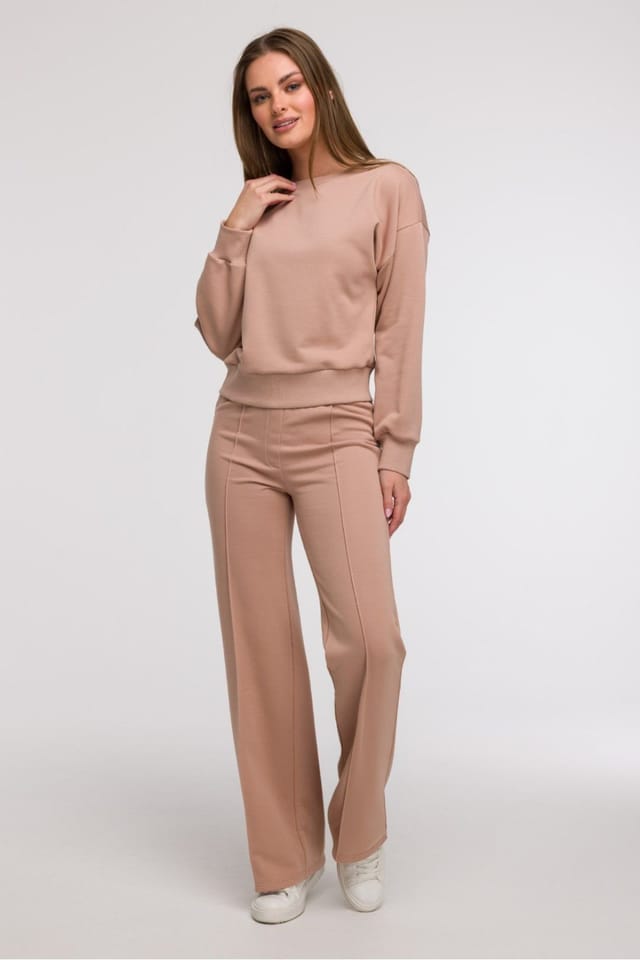 Love Lace Love Lace Women's Open Back Wrap Detail Oversized Sweatshirt in Beige - 2