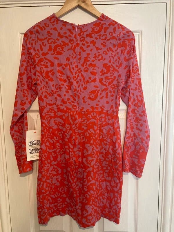 Never Fully Dressed Never Fully Dressed Lily Dress Pink & Red Clash Animal Print UK 6 BNWT