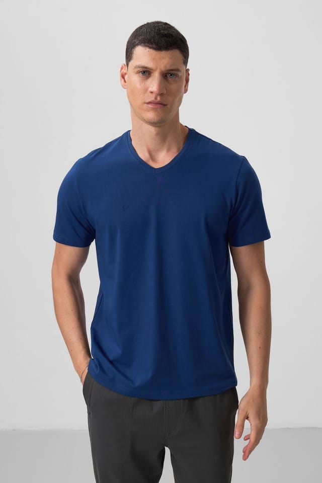 Tommy Life Tommy Life Men's V-Neck Short Sleeve T-Shirt in Cobalt - 2