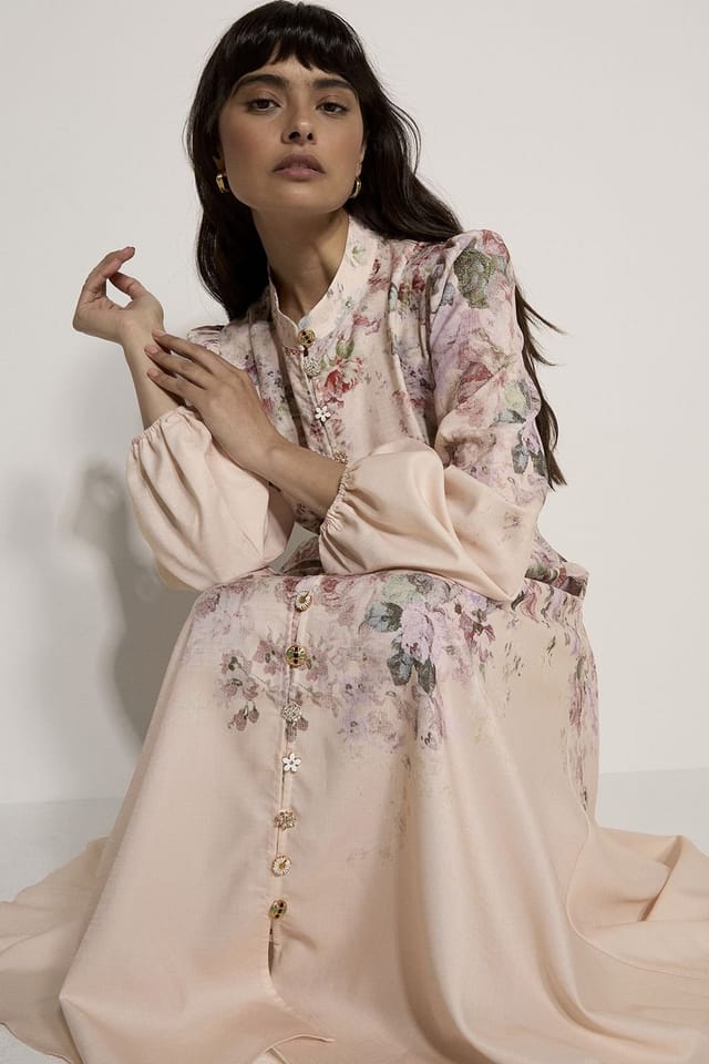 Apricot Apricot Women's Vintage Floral Midi Dress in Pink - 2