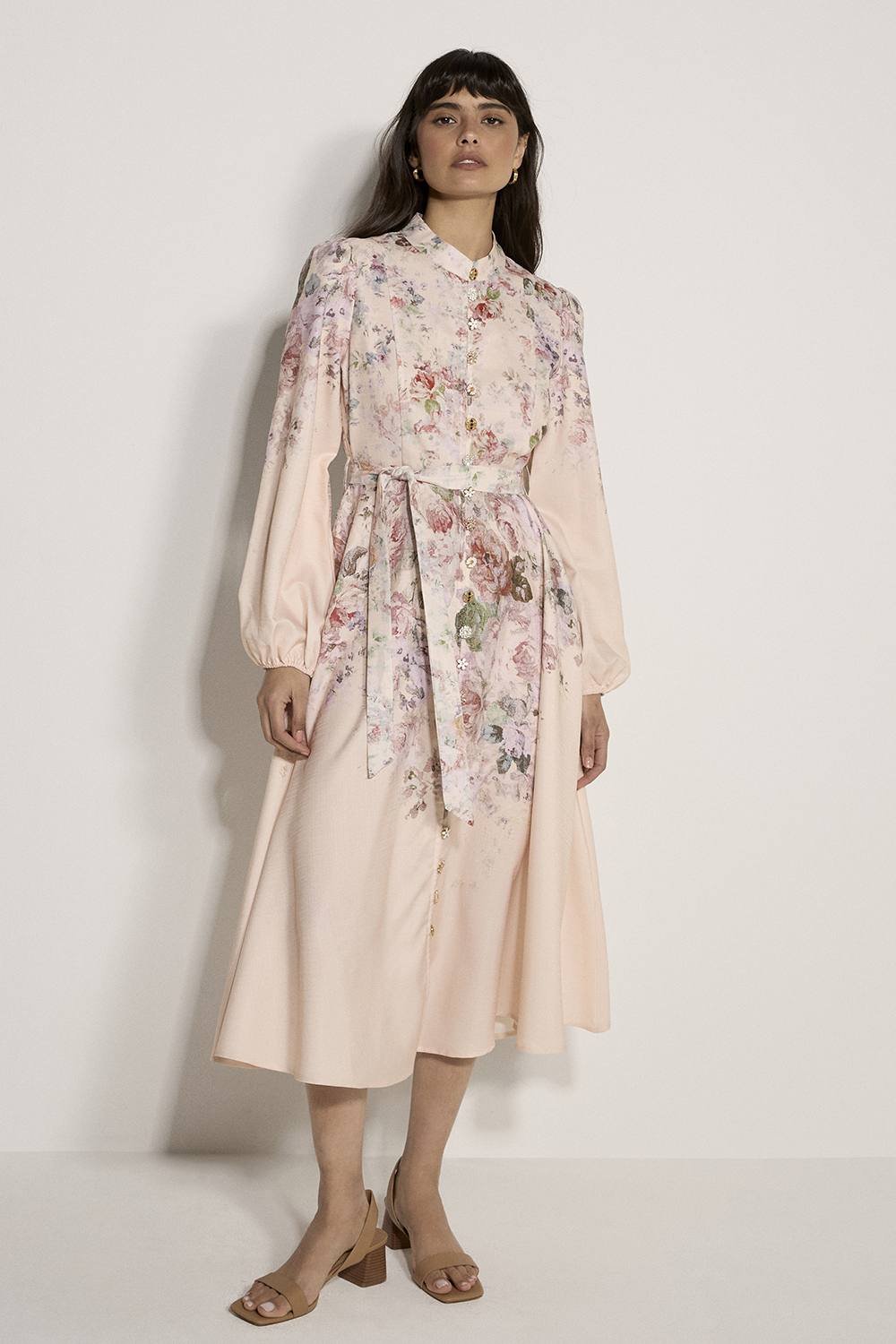 Apricot Apricot Women's Vintage Floral Midi Dress in Pink - 3