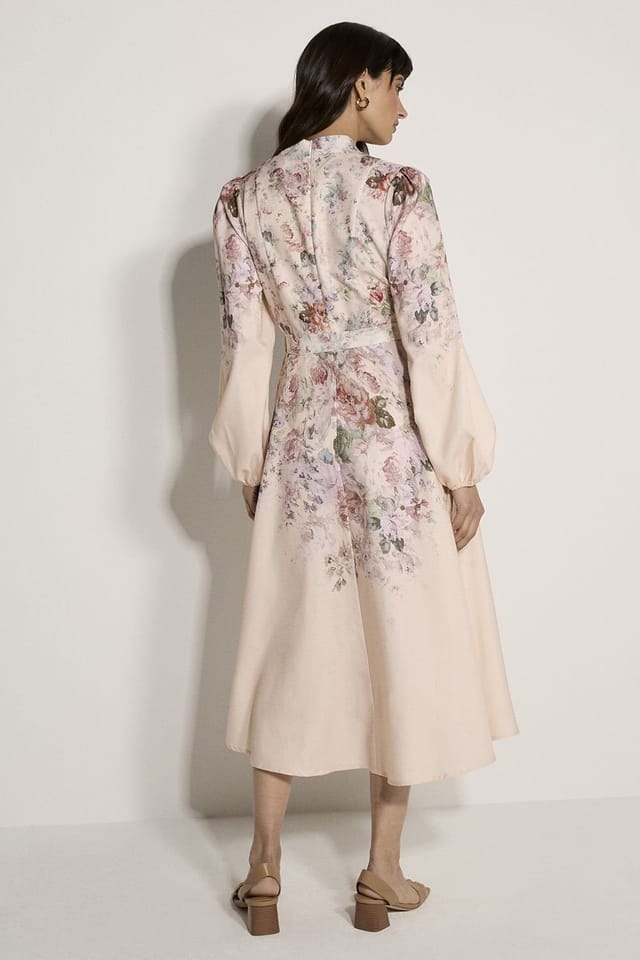 Apricot Apricot Women's Vintage Floral Midi Dress in Pink - 3