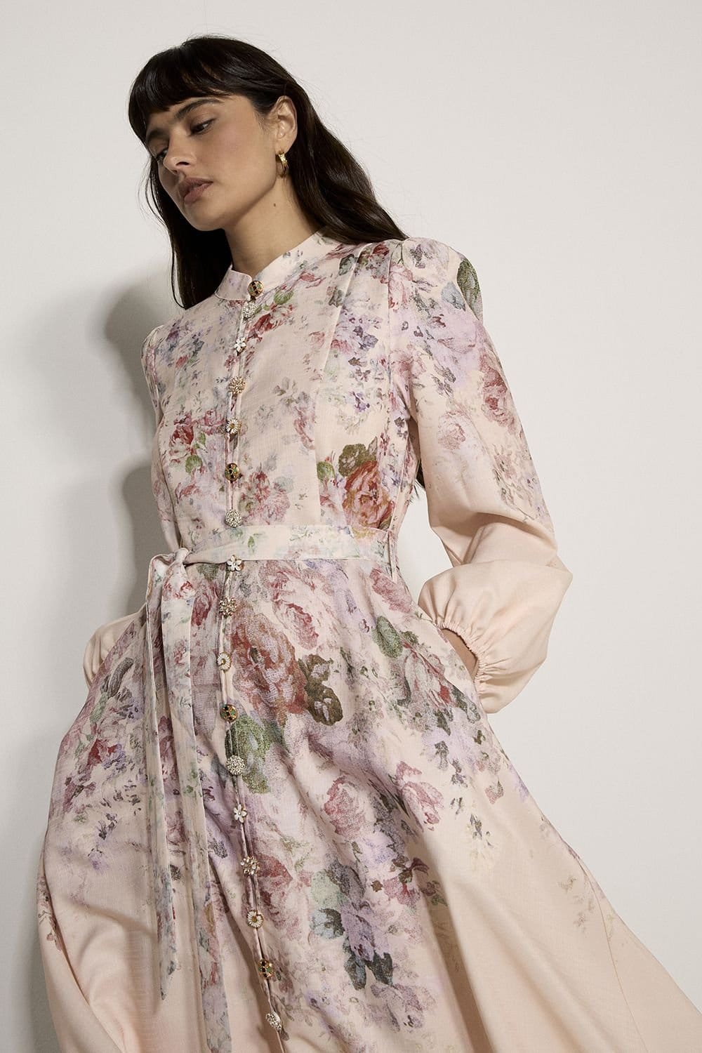 Apricot Apricot Women's Vintage Floral Midi Dress in Pink - 4
