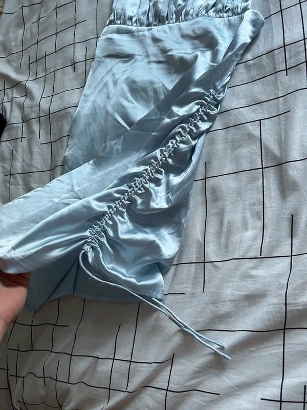 ASOS Baby blue satin milkmaid style mini dress