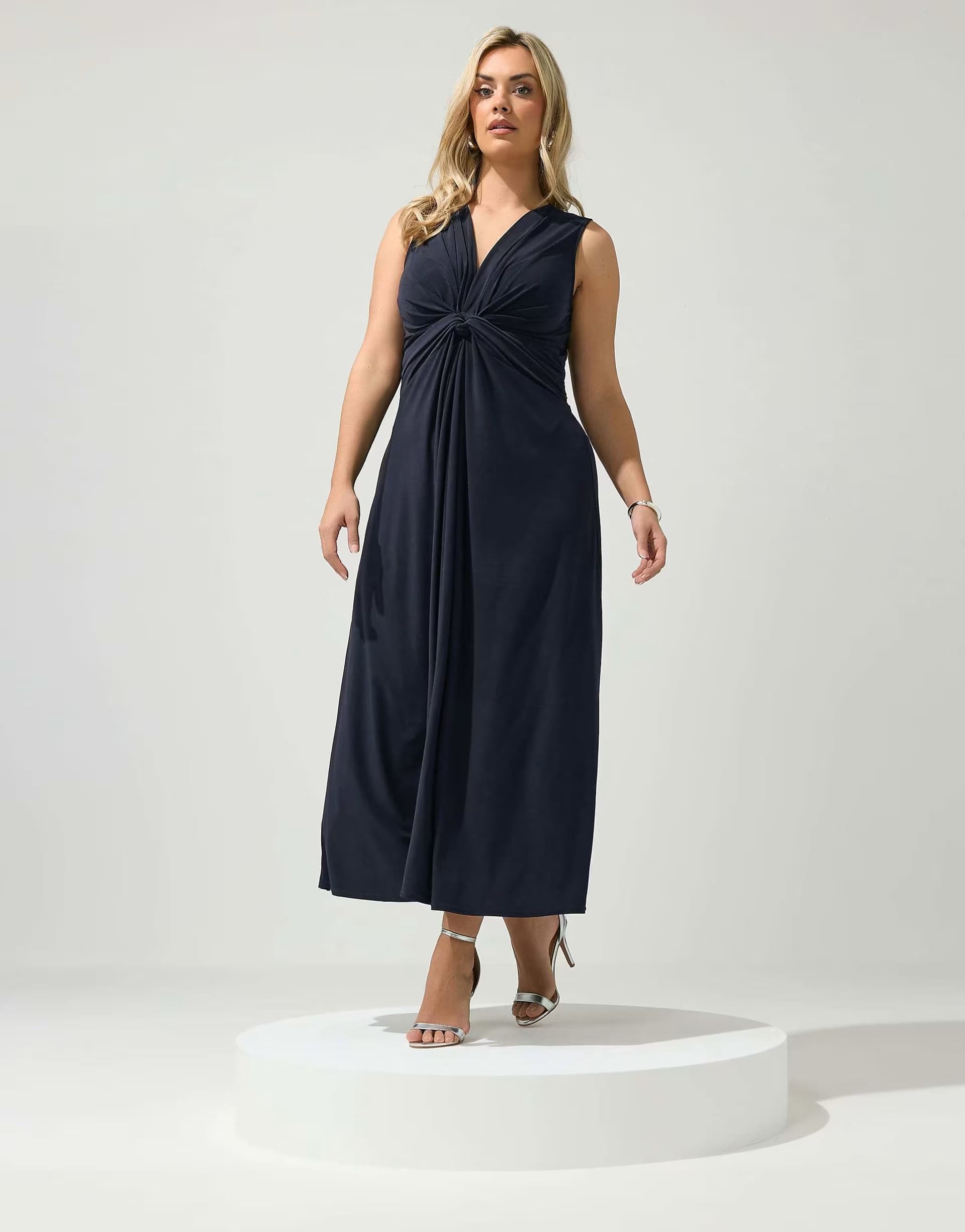 ASOS Yours Clothing Abstract knot detail dress in blue