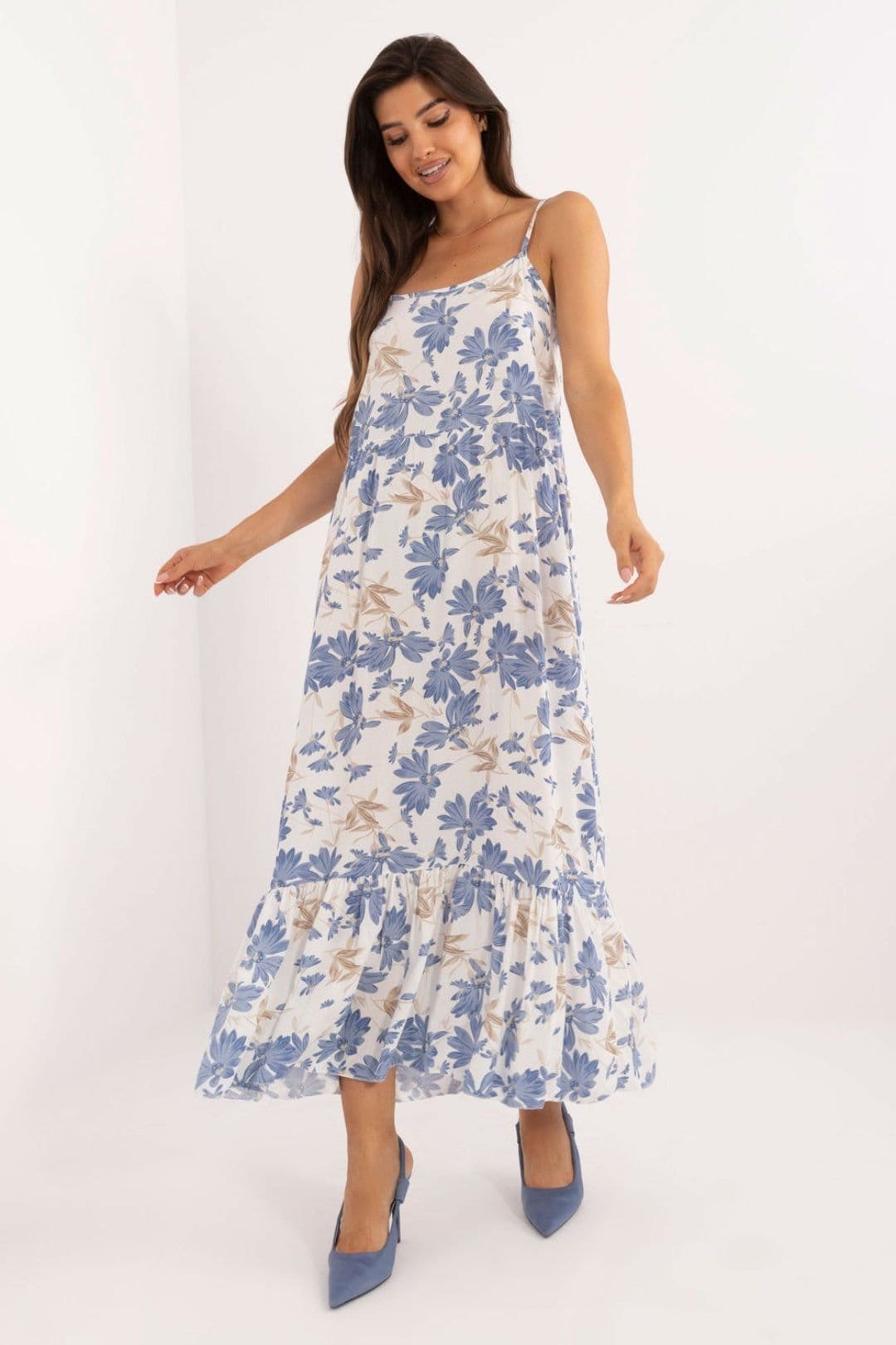 Love Lace White Floral Viscose Midi Dress