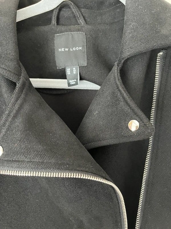 New Look Black Ribbed Jacket Size 14