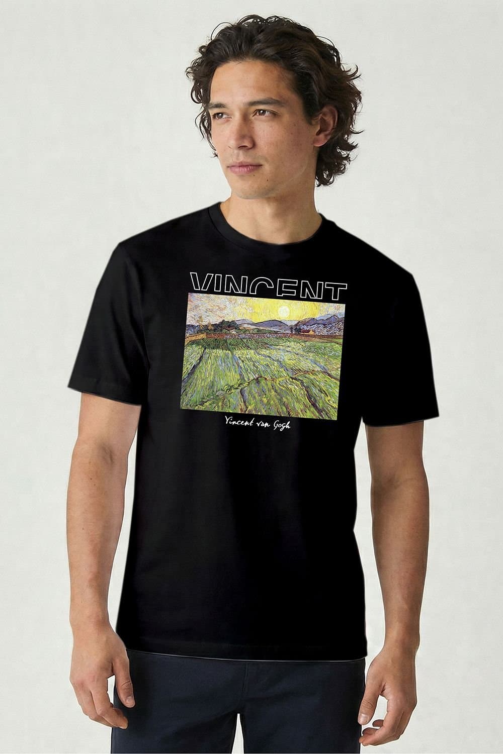 Musee DArt Musee D'Art Men's Vincent Van Gogh - Lavendar Fields with the Rising Sun T-Shirt in Black