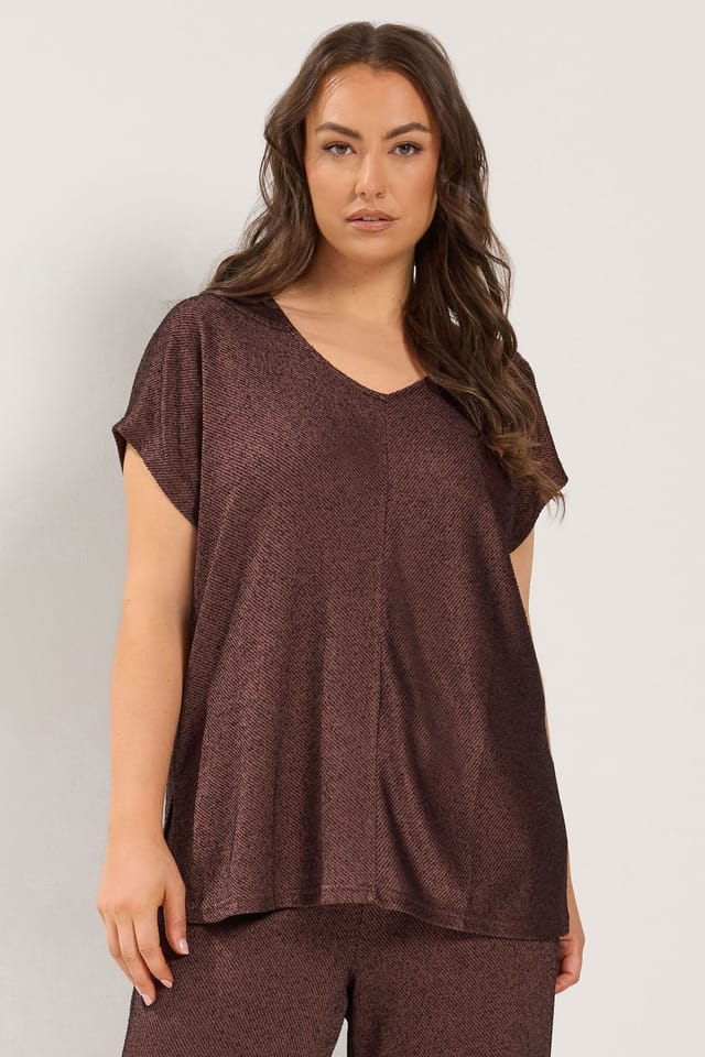 Yours Yours Women's Top & Trousers Set in Brown - 3