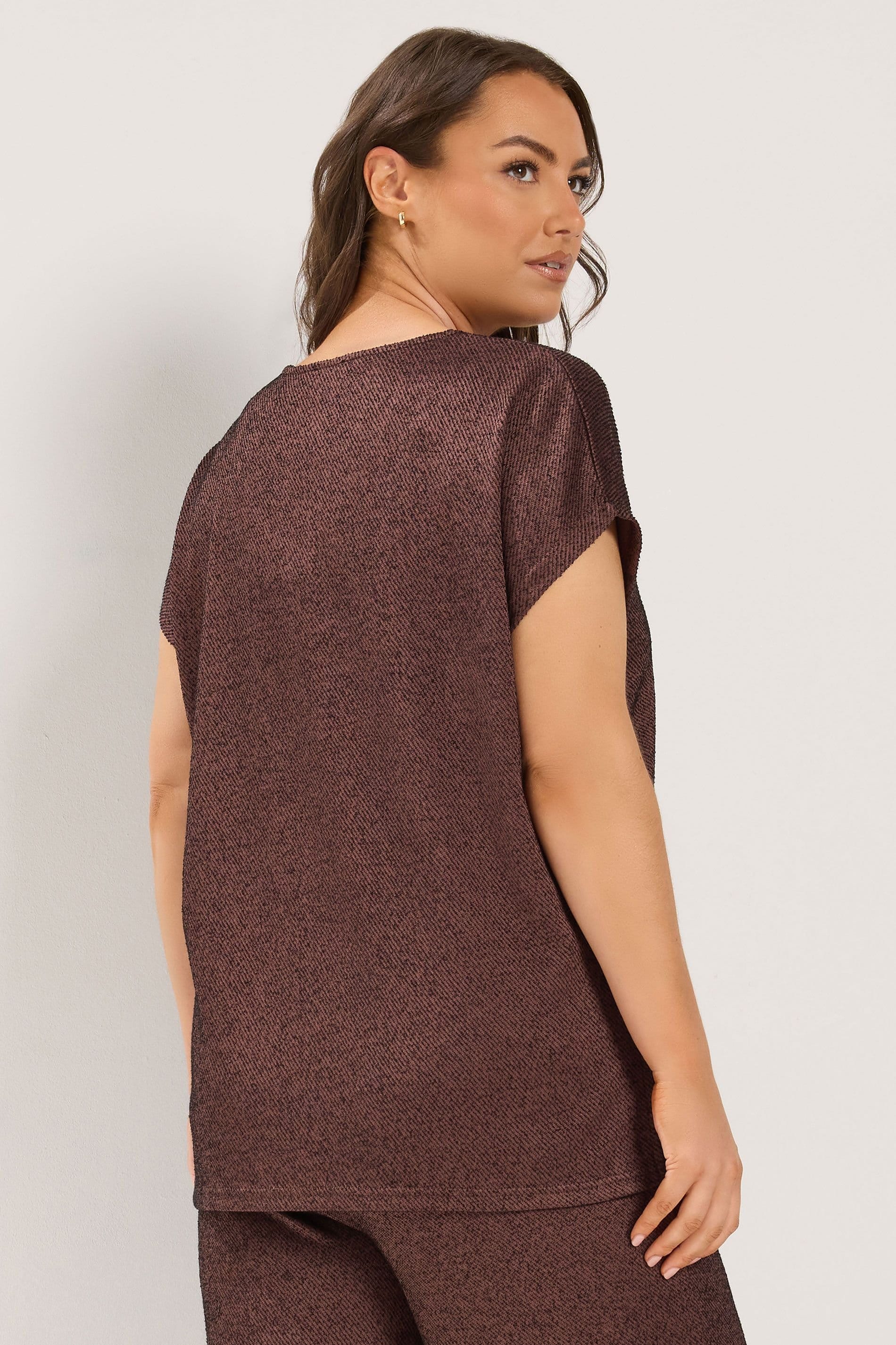 Yours Yours Women's Top & Trousers Set in Brown - 4