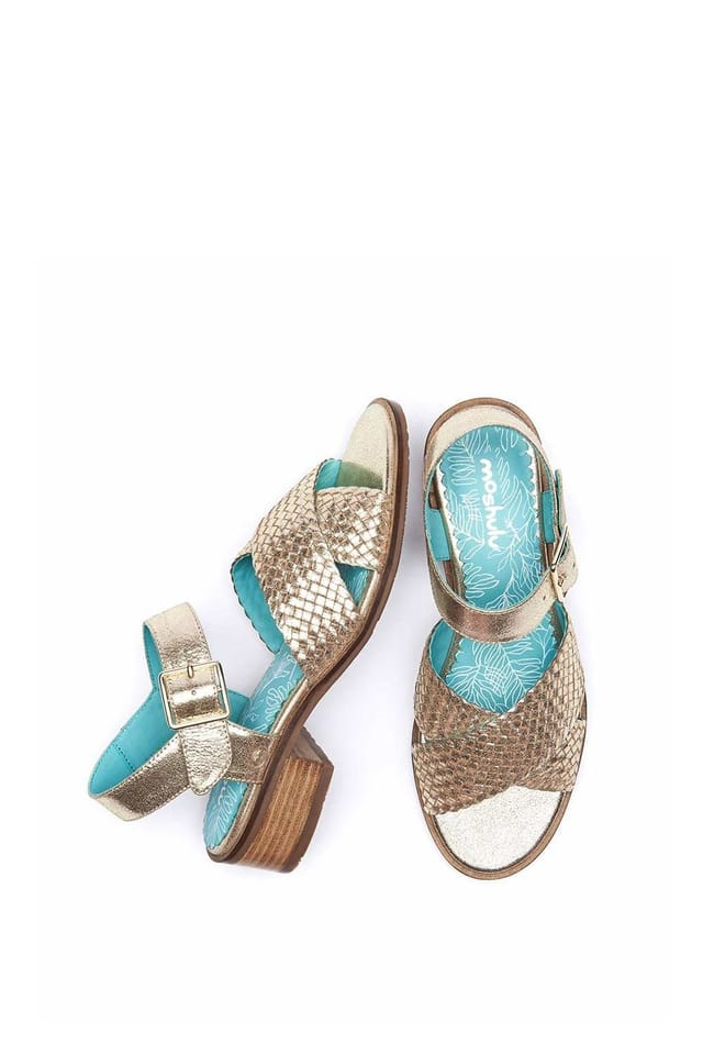 Moshulu Moshulu Women's 'Sapporo' Heeled Leather Sandals in Metallic Gold - 2