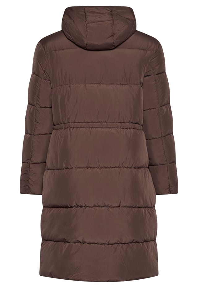 Yours Yours Women's Longline Puffer Coat in Brown - 3