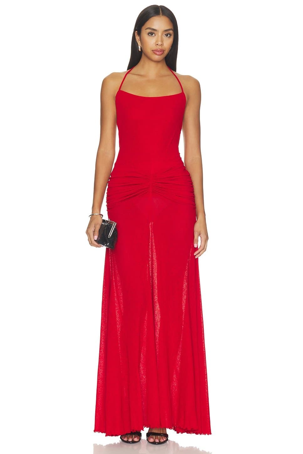 revolve Nensi Ruched Mesh Maxi Dress