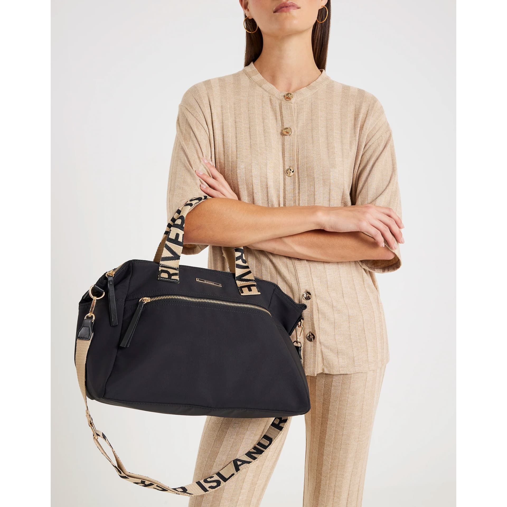 River Island River Island Womens Black Cabin Size Ri Holdall Bag