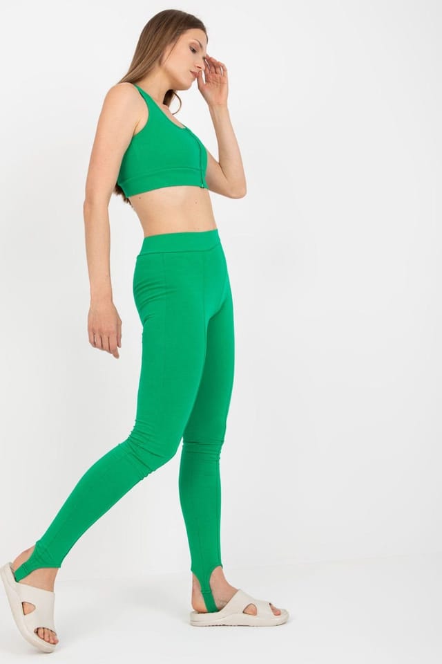 Love Lace Love Lace Women's High Waist Wide Band Leggings in Green - 3