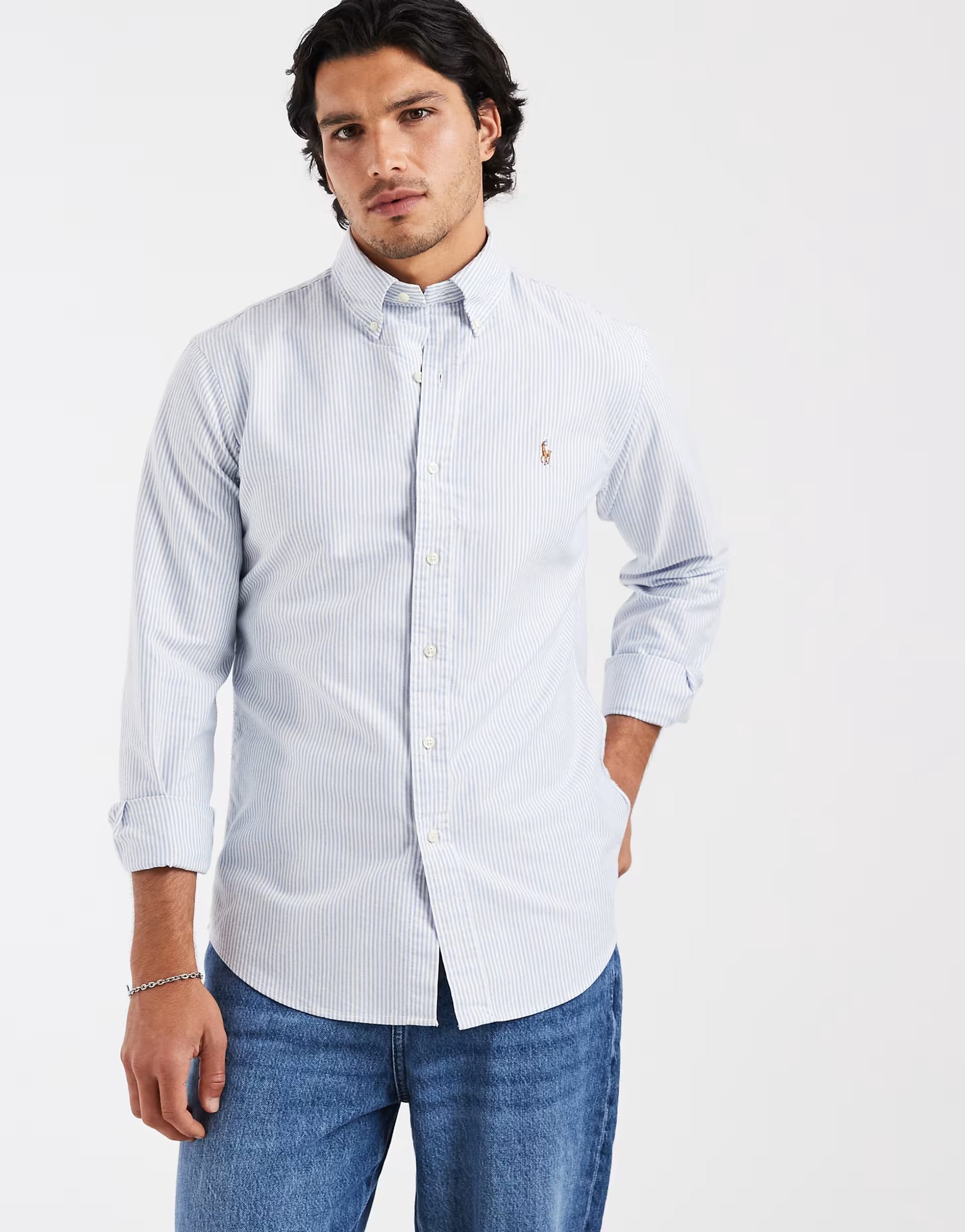Polo Ralph Lauren custom fit oxford shirt in light blue stripe