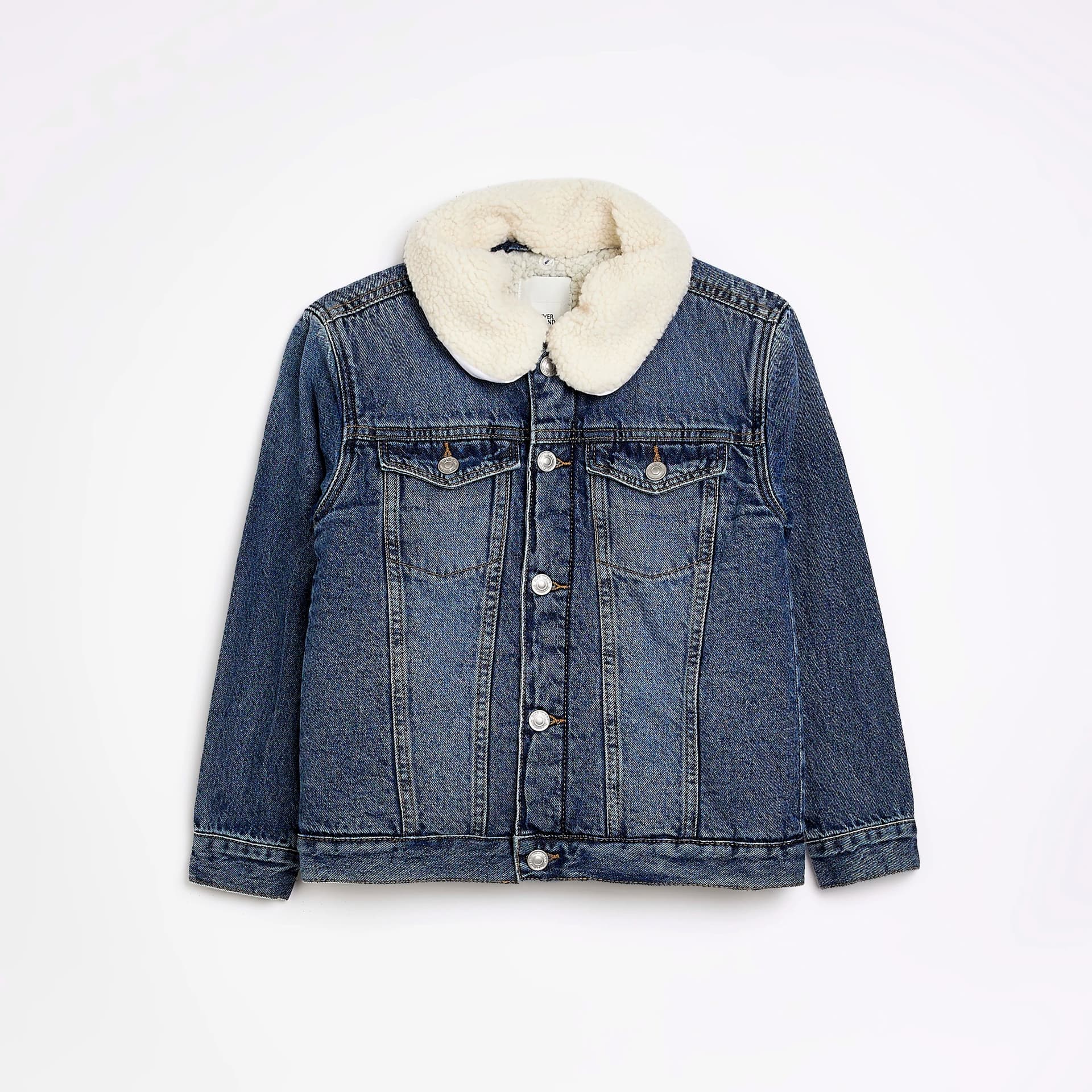 River Island River Island Blue Denim Borg Collar Jacket
