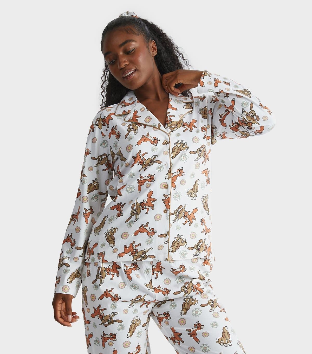 Skinnydip Women's Cream Fox and Hound Print Shirt and Trousers Pyjama Set Skinnydip New Look