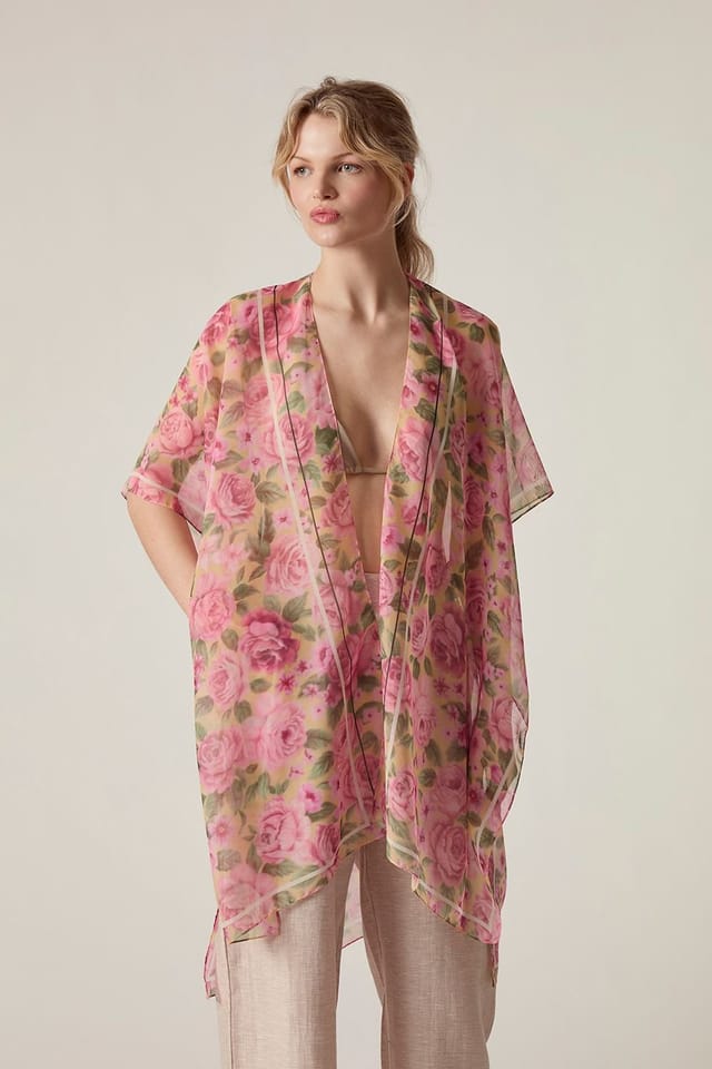 James Lakeland James Lakeland Women's Pink Rose Print Kaftan - 3